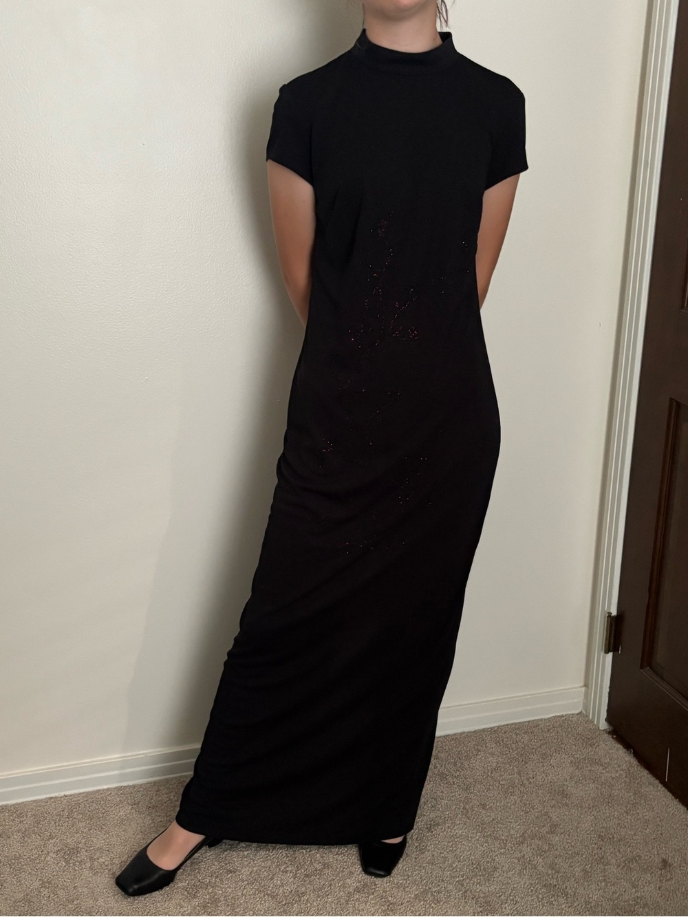 Against Gravitee Dresses Classic Black Maxi Dress with Mock Neck